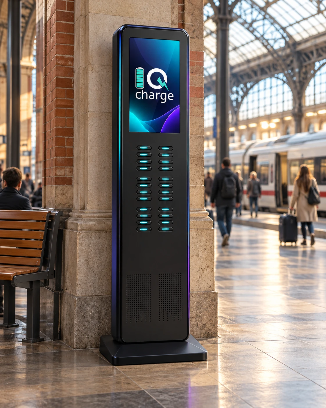IQ ICON 24 in einer Bahnhofshalle – KI-Visualisierung