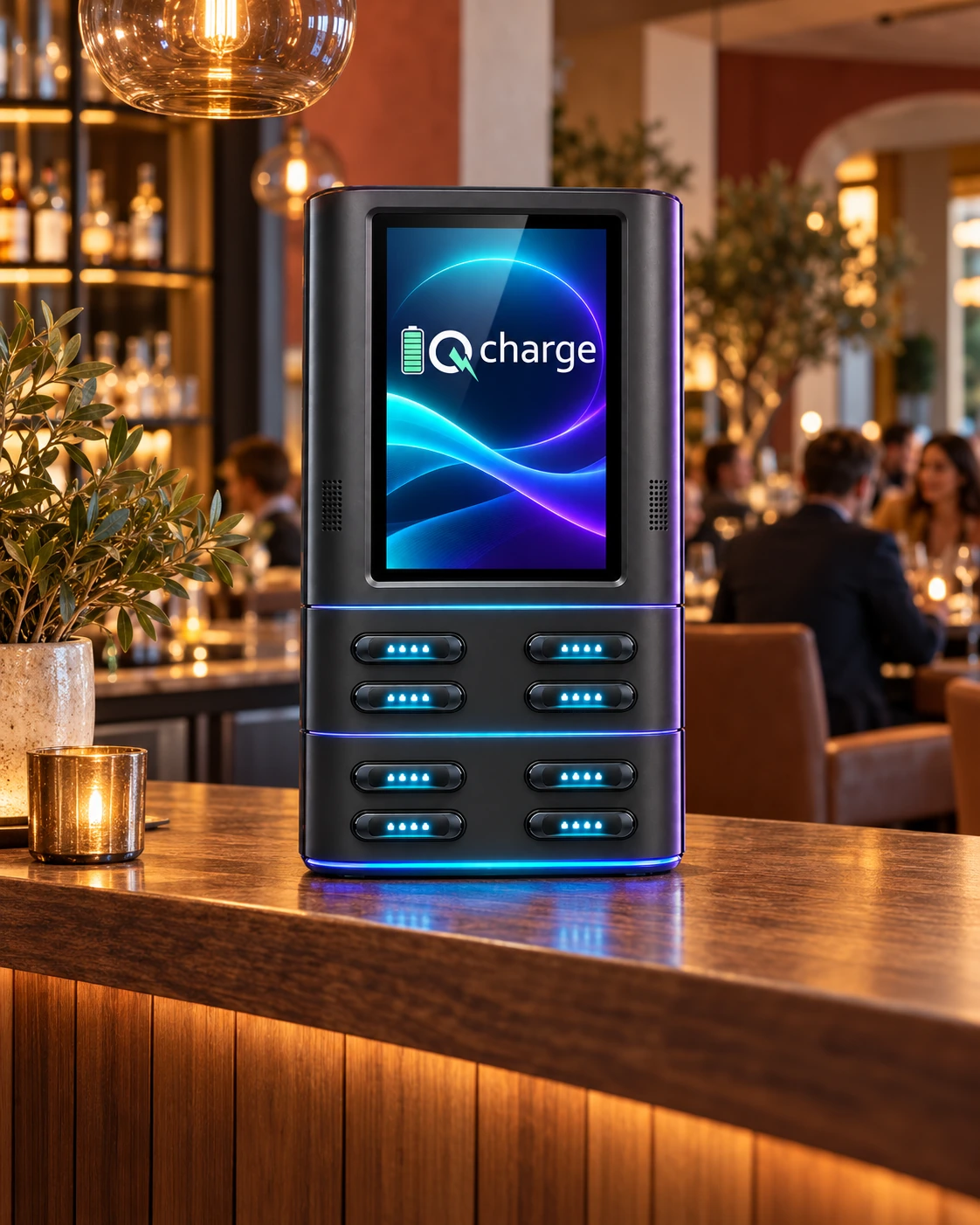 IQ VISION 8 an einer Restauranttheke – KI-Visualisierung